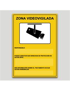 CARTEL SEÑALIZACION ZONA VIDEOVIG. PVC 297x210mm