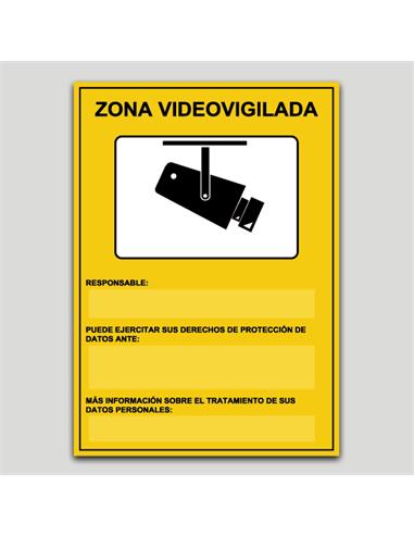 CARTEL SEÑALIZACION ZONA VIDEOVIG. PVC 297x210mm
