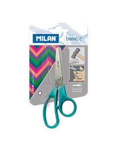 TIJERA ESCOLAR MILAN AZUL TURQUESA BLISTER 1ud