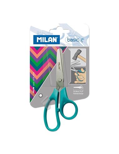 TIJERA ESCOLAR MILAN AZUL TURQUESA BLISTER 1ud