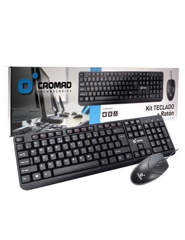 TECLADO Y RATON CROMAD WIRELESS USB 2.0 NEGRO