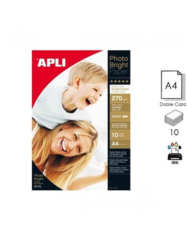 PAPEL APLI PHOTO BRIGHT INK A4 270GR 10H