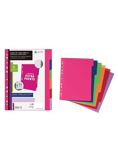 SEPARADOR CARCHIVO A4 PP 6 COLORES EXTRAFUERTE