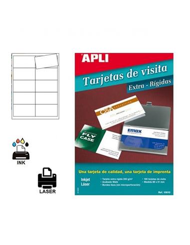TARJETA VISITA APLI IL A4 89x51mm 250GR 10H BLANCO