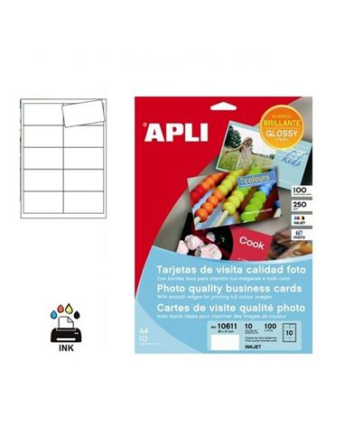 TARJETA VISITA APLI INK A4 89x51mm 250GR 10H BCO
