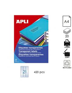 ETIQUETA APLI LC A4 63,5x38,1mm 20H TRANSPARENTE
