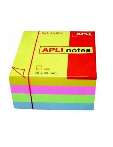 NOTA ADHESIVA APLI 75X75 MM 400 H 4 COLORES PASTEL