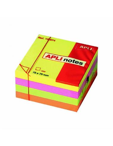 NOTA ADHESIVA APLI 75X75 MM 400 H 4 COLORES FLUOR
