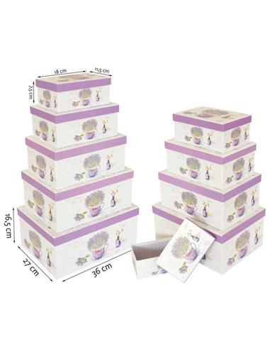 SET 10 CAJAS DE REGALO DIBUJO FLORES LAVANDA