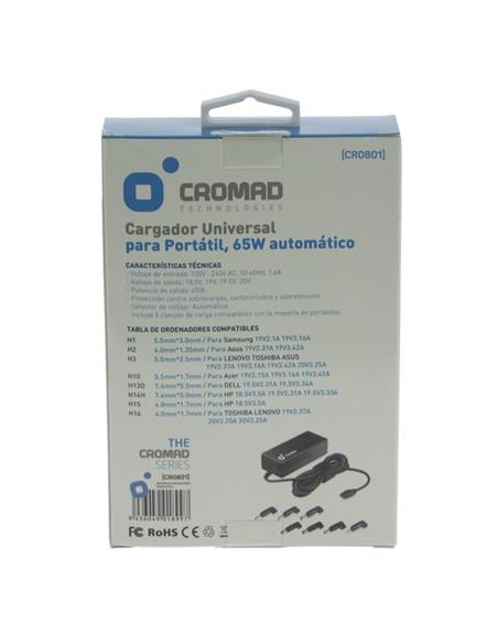 CARGADOR UNIVERSAL CROMAD 65W AUTO (CR0801)