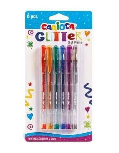 BOLIGRAFO CARIOCA GLITTER 1.0mm 6 COLORES GEL