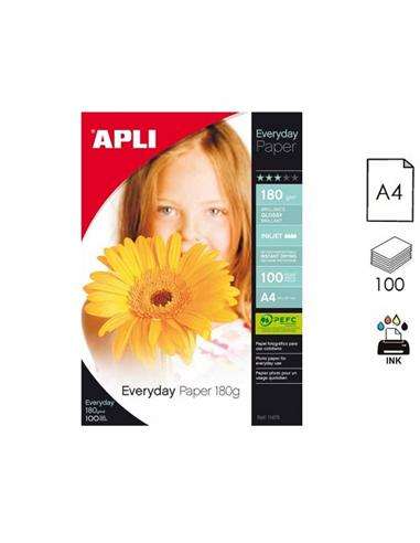 PAPEL APLI PHOTO EVERYDAY INK A4 180GR 100H