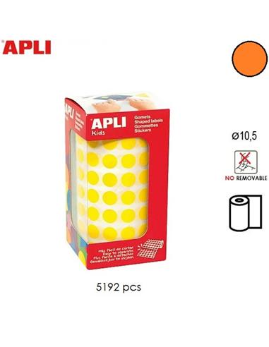 GOMETS ADHESIVO APLI CIRCULO 10,5mm NARANJA