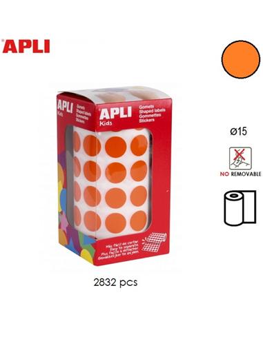 GOMETS ADHESIVO APLI CIRCULO 15mm NARANJA