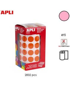 GOMETS ADHESIVO APLI CIRCULO 15mm ROSA