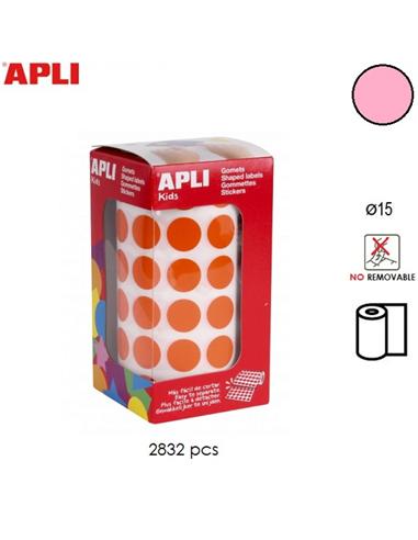 GOMETS ADHESIVO APLI CIRCULO 15mm ROSA