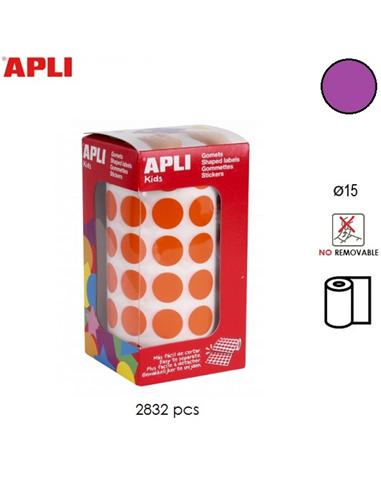 GOMETS ADHESIVO APLI CIRCULO 15mm LILA
