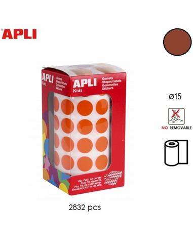 GOMETS ADHESIVO APLI CIRCULO 15mm MARRON