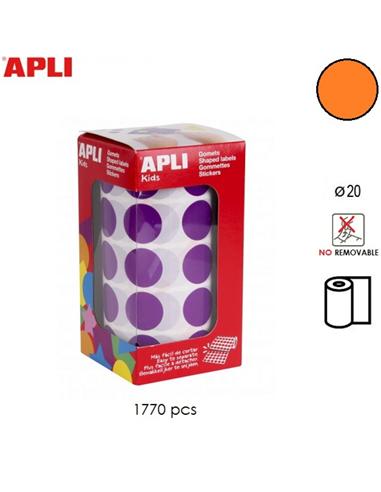 GOMETS ADHESIVO APLI CIRCULO 20mm NARANJA