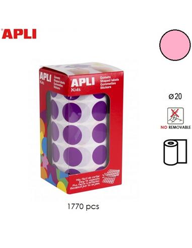 GOMETS ADHESIVO APLI CIRCULO 20mm ROSA