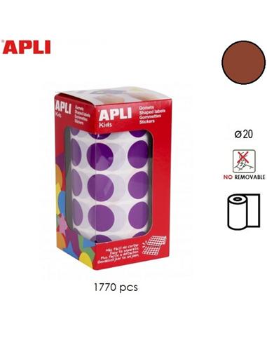 GOMETS ADHESIVO APLI CIRCULO 20mm MARRON