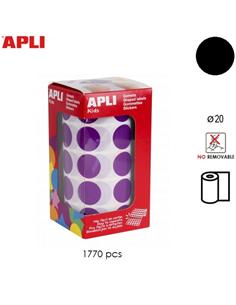 GOMETS ADHESIVO APLI CIRCULO 20mm NEGRO