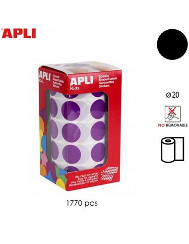 GOMETS ADHESIVO APLI CIRCULO 20mm NEGRO