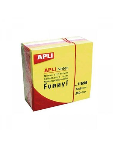 NOTA ADHESIVA APLI 51X51 MM 5 COLORES FLUOR