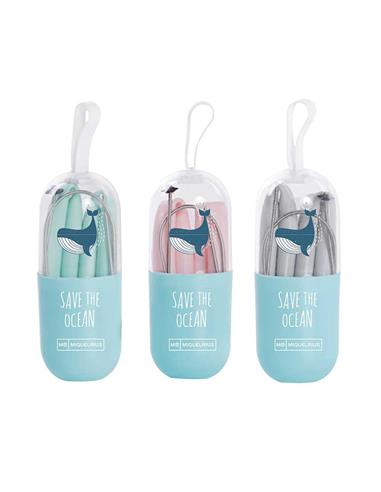 PAJITAS REUTILIZABLES SAVE THE OCEAN MR 12uds