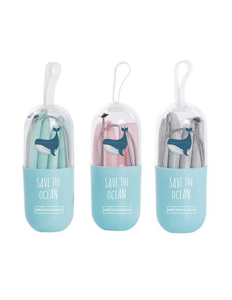 PAJITAS REUTILIZABLES SAVE THE OCEAN MR 12uds