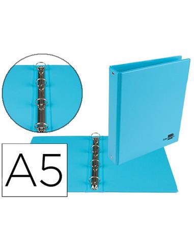 CARPETA CARTON 4 ANILLAS LIDERPAPEL A5 25MM AZUL