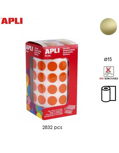 GOMETS ADHESIVO APLI CIRCULO 15mm ORO