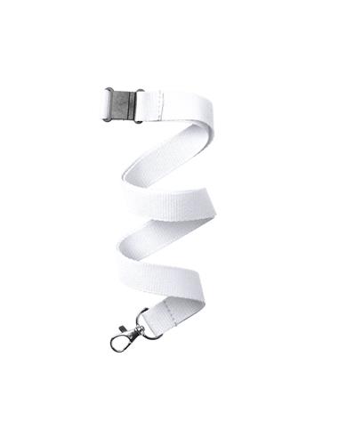 LANYARD CON BROCHE SEGURIDAD 2CM BLANCO