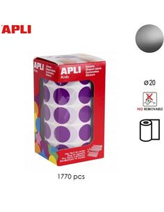 GOMETS ADHESIVO APLI CIRCULO 20mm PLATA