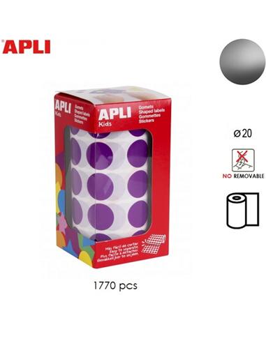 GOMETS ADHESIVO APLI CIRCULO 20mm PLATA