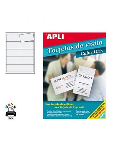TARJETA VISITA APLI INK A4 89x51mm 230GR 10H GRIS