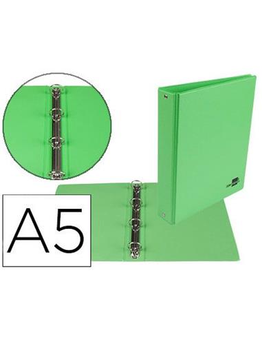 CARPETA CARTON 4 ANILLAS LIDERPAPEL A5 25MM VERDE