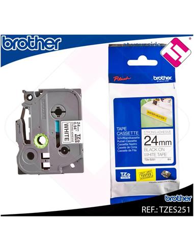 CINTA ROTULADORA BROTHER TZe-S251 BLANCO/NEGRO
