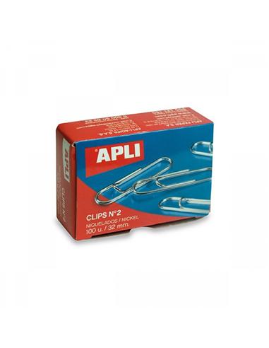 CLIPS NIQUELADO APLI Nº2 32 MM 100 UDS