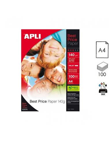 PAPEL APLI PHOTO BEST PRICE INK A4 140GR 100H
