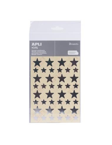 GOMETS ADHESIVO APLI ESTRELLA 12,5-19,5mm PLATA
