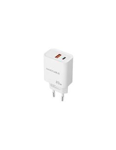 ADAPTADOR NANO CABLE CARGADOR USB-C + USB-A QC 20W 3A BLANCO