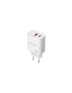 ADAPTADOR NANO CABLE CARGADOR USB-C + USB-A QC 30W 3A BLANCO