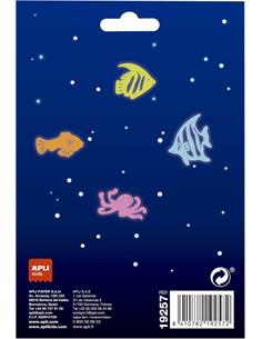 ADHESIVOS APLI LUMINISCENTES PECES COLORES 3D 12ud 2