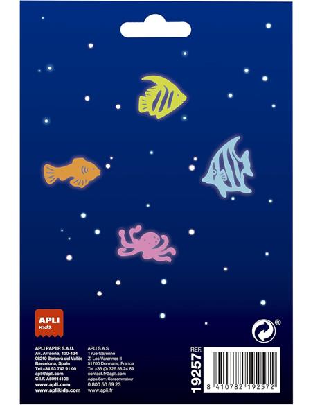 ADHESIVOS APLI LUMINISCENTES PECES COLORES 3D 12ud