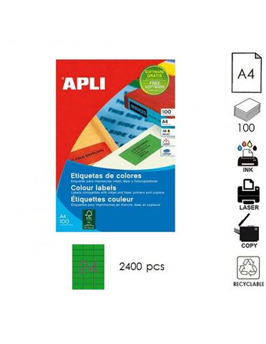 ETIQUETA APLI ILC A4 70x37mm 100H VERDE
