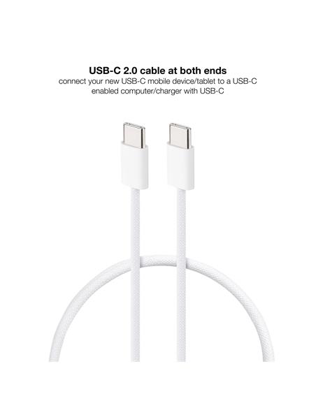 CABLE NANO CABLE USB-C A USB-C 60W 3A 2m BLANCO