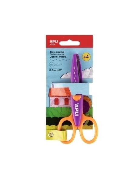 TIJERA ESCOLAR APLI PARA MOLDEAR 13,5cm CURVA NARANJA/VIOLETA