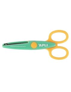 TIJERA ESCOLAR APLI PARA MOLDEAR 13,5cm DENTADA AMARILLO/TURQUESA