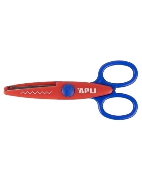 TIJERA ESCOLAR APLI PARA MOLDEAR 13,5cm ZIGZAG AZUL/ROJO